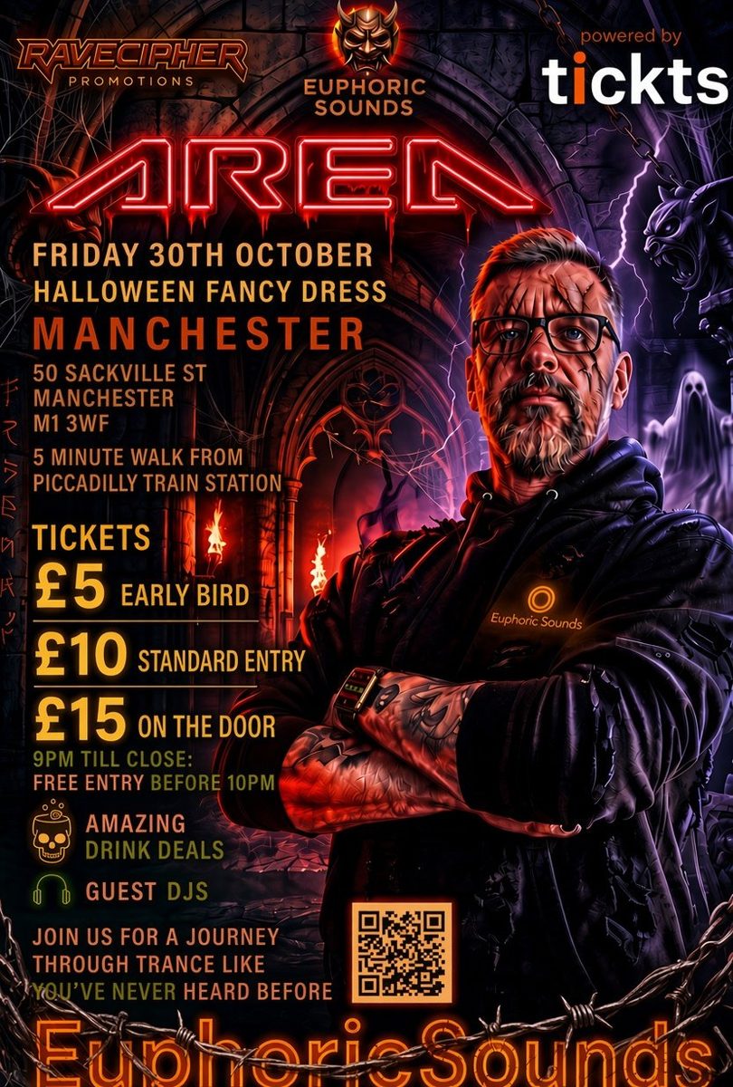 Affiche officielle de Tranceoween Spooky Trance Night Rave EuphoricSounds Free B4 10pm (Area, Manchester, Royaume-Uni, 30 octobre 2026)