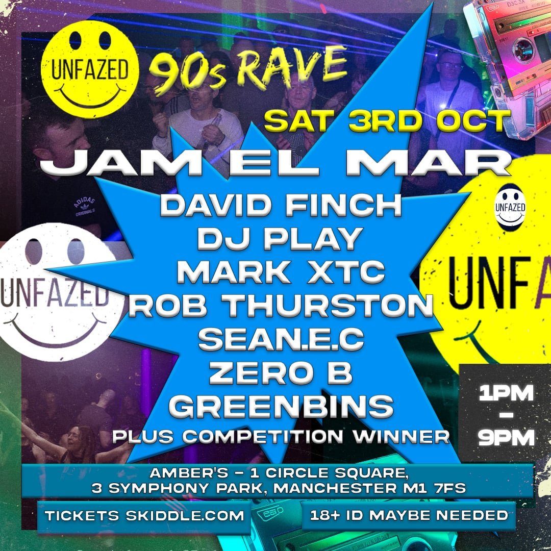 Affiche officielle de Unfazed 90s Day Rave | 3rd October (Amber's, Manchester, Royaume-Uni, 3 octobre 2026)