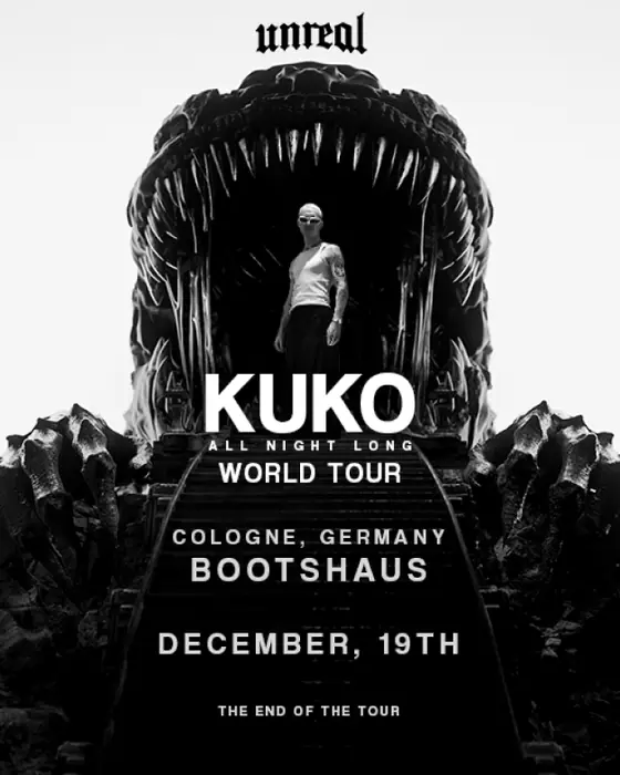 Affiche officielle de Unreal x KUKO All Night Long (Bootshaus, Cologne, Allemagne, 19 décembre 2026)