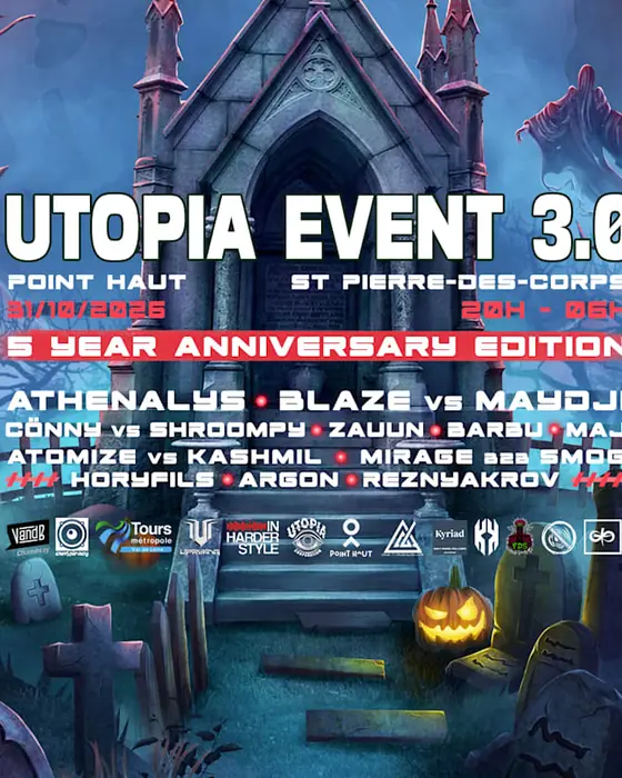Official poster for Utopia Event 3.0 | 5 Ans (Point HAUT, lieu de création urbaine, Saint-Pierre-des-Corps, France, 31 October 2026)