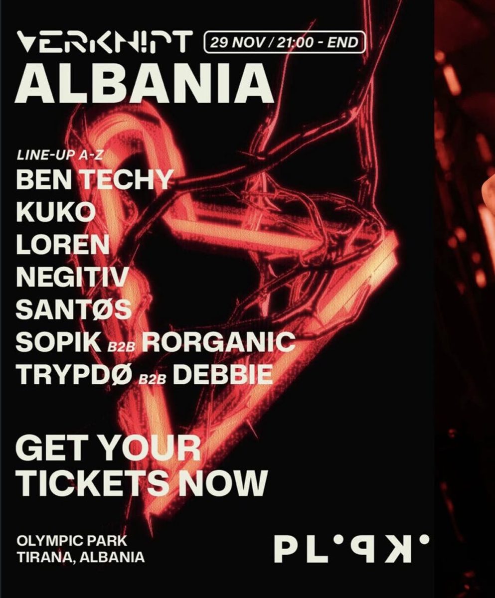 Affiche officielle de Verknipt Albania (Tirana Olympic Park, Tirana, Albanie, 29 novembre 2026)