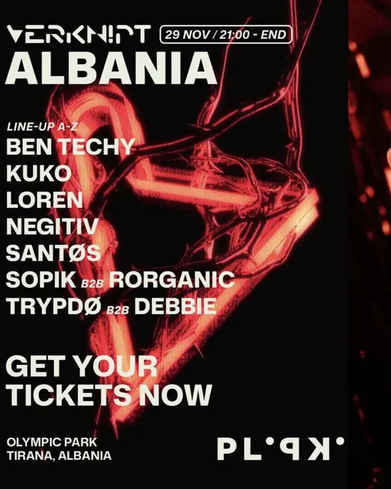 Affiche officielle de Verknipt Albania (Tirana Olympic Park, Tirana, Albanie, 29 novembre 2026)