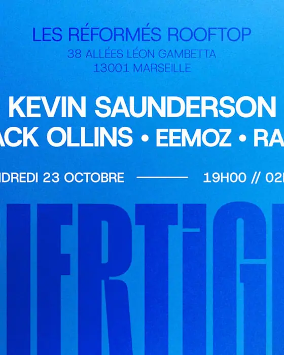 Affiche officielle de Vertige VI : Kevin Saunderson (Rooftop les Réformés, Marseille, France, 23 octobre 2026)