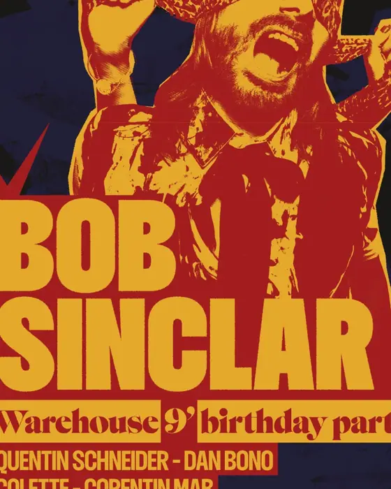 Affiche officielle de Warehouse 9 ans avec Bob Sinclar (Warehouse, Nantes, France, 2 octobre 2026)