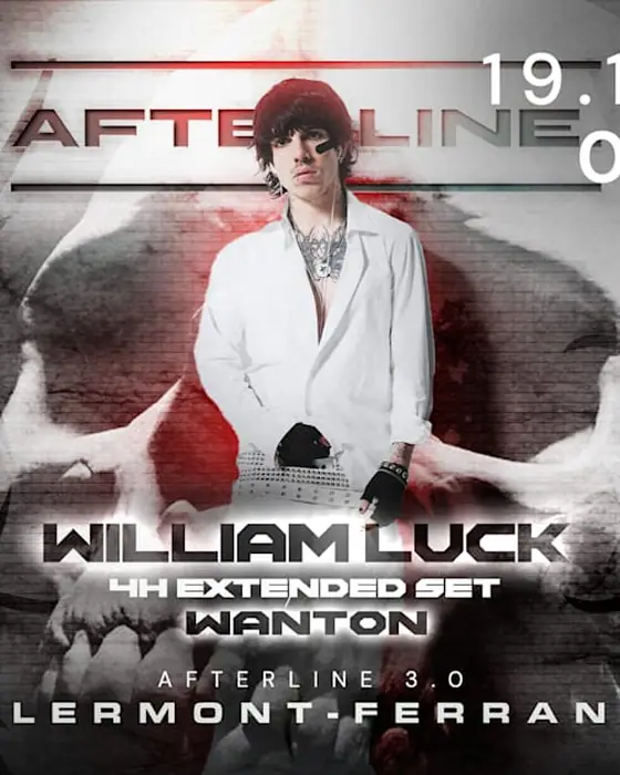 Affiche officielle de William Luck à l'Afterline (Afterline, Clermont-Ferrand, France, 19 décembre 2026)