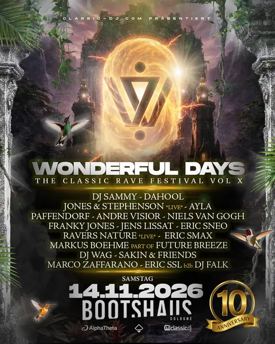 Affiche officielle de Wonderful Days Cologne (Bootshaus, Cologne, Allemagne, 14 novembre 2026)