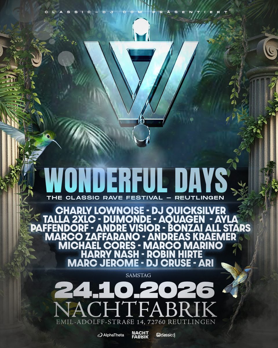 Official poster for Wonderful Days Stuttgart (Nachtfabrik, Reutlingen, Germany, 24 October 2026)