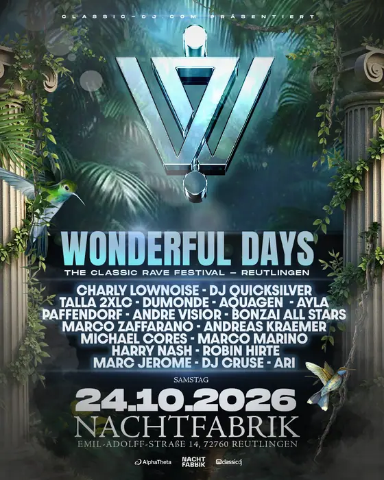 Affiche officielle de Wonderful Days Stuttgart (Nachtfabrik, Reutlingen, Allemagne, 24 octobre 2026)
