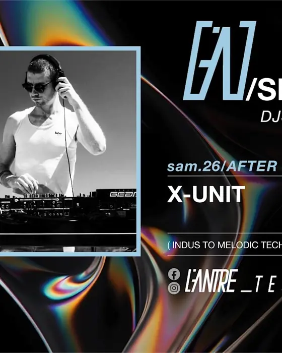 Affiche officielle de X-Unit — Indus To Melodic Techno (L'Antre Bar Electro Bar à Cocktails, Nice, France, 26 septembre 2026)