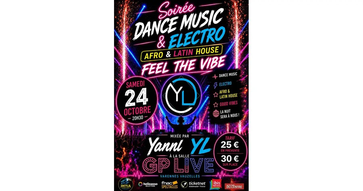 Affiche officielle de Yann YL Dance Music & Electro (Centre Gérard Philipe, Varennes-Vauzelles, France, 24 octobre 2026)