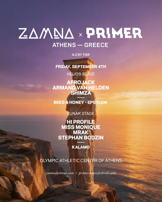 Affiche officielle de ZAMNA × PRIMER Athens (Centre olympique d'Athènes (OAKA), Marousi, Athens, Grèce, 4 septembre 2026)